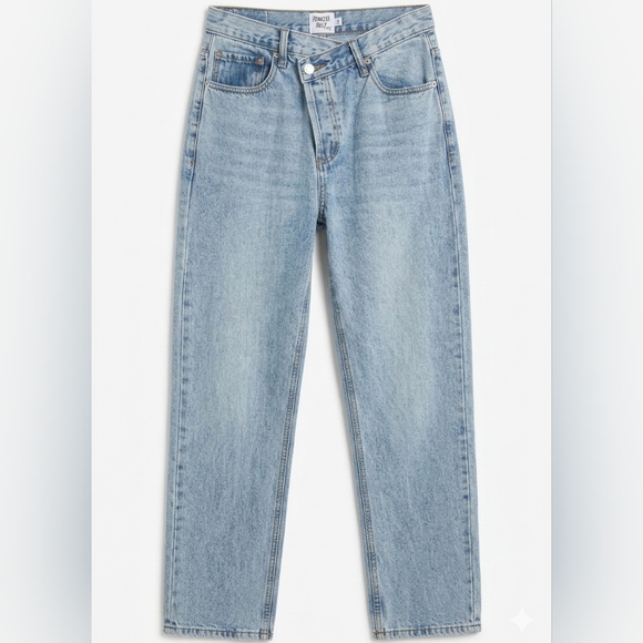 Princess Polly Asymmetrical Retro Y2K Blue Denim Wide Leg Jeans Sz 4 - Picture 2 of 8